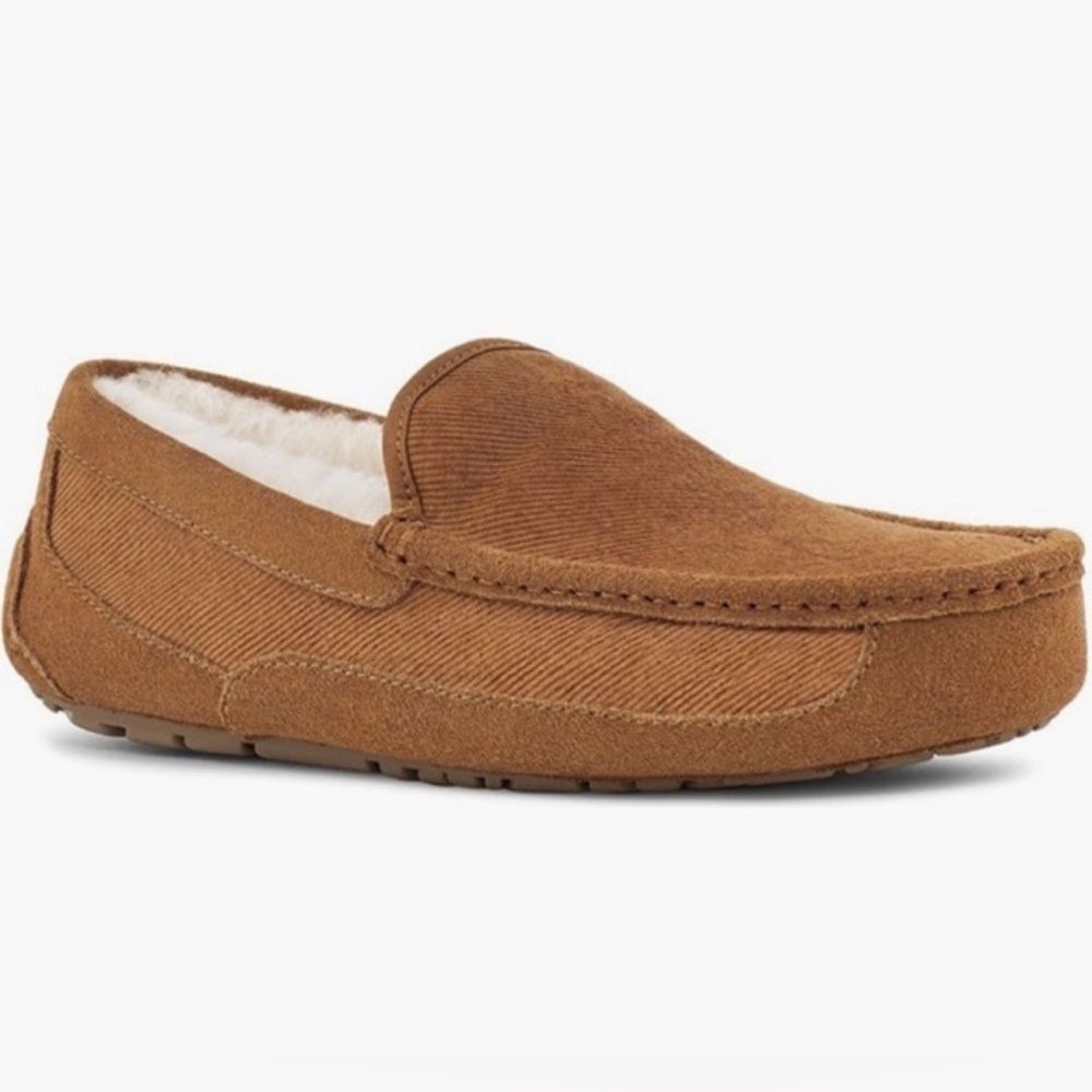 UGG Men’s Ascot Corduroy II Shearling Slippers In Chestnut Size 7 US